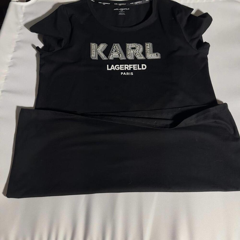 Karl Lagerfeld Paris Black Mini Dress XL 95%Cotton Women Dress new without tag